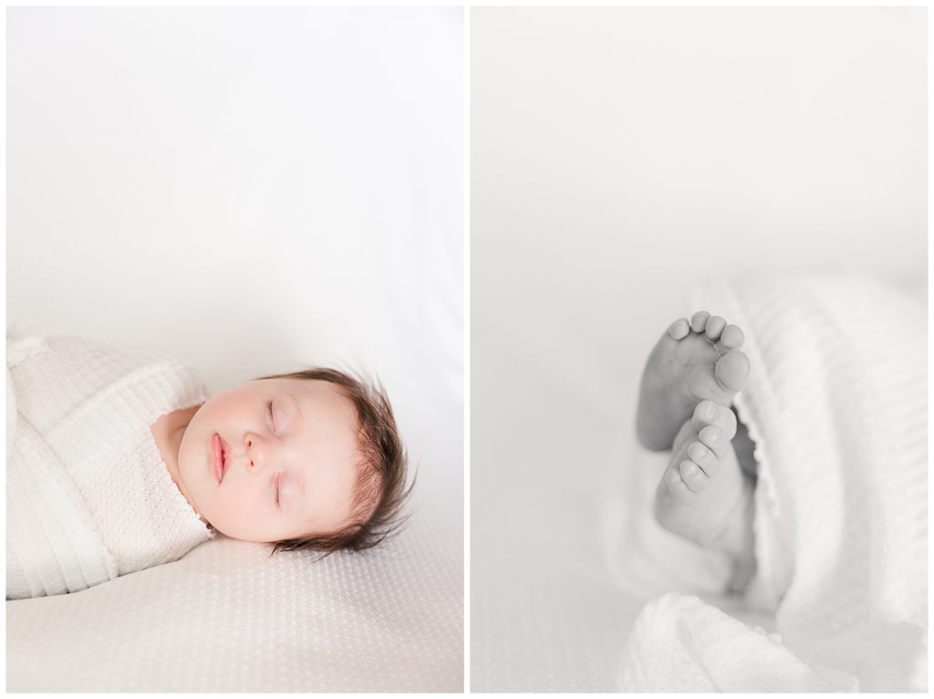 Newborn poses for photography session with Malorie Jane Photography.