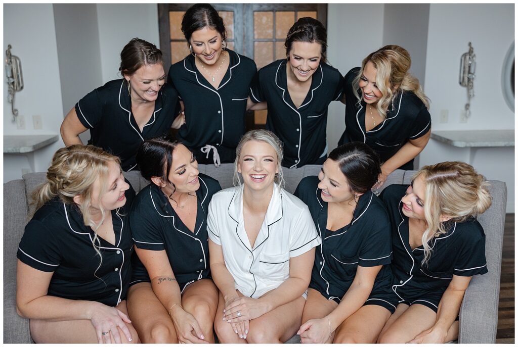 Getting ready with bridesmaids in getting ready space at Lilydale Event Venue