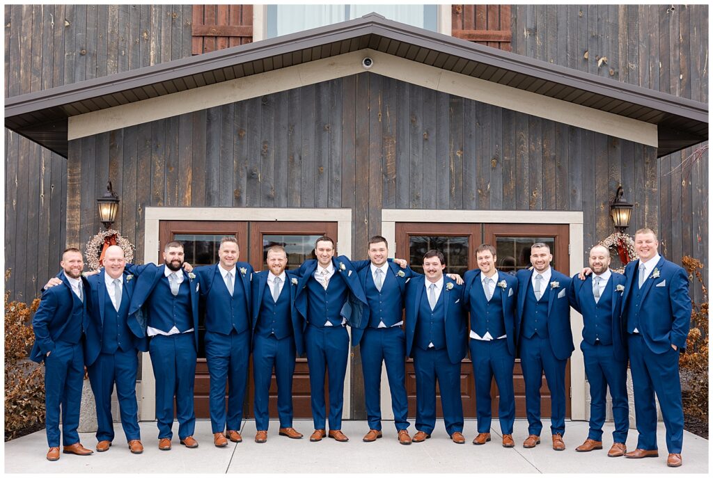 Navy blue suits for groomsmen at Chippewa Falls Wisconsin